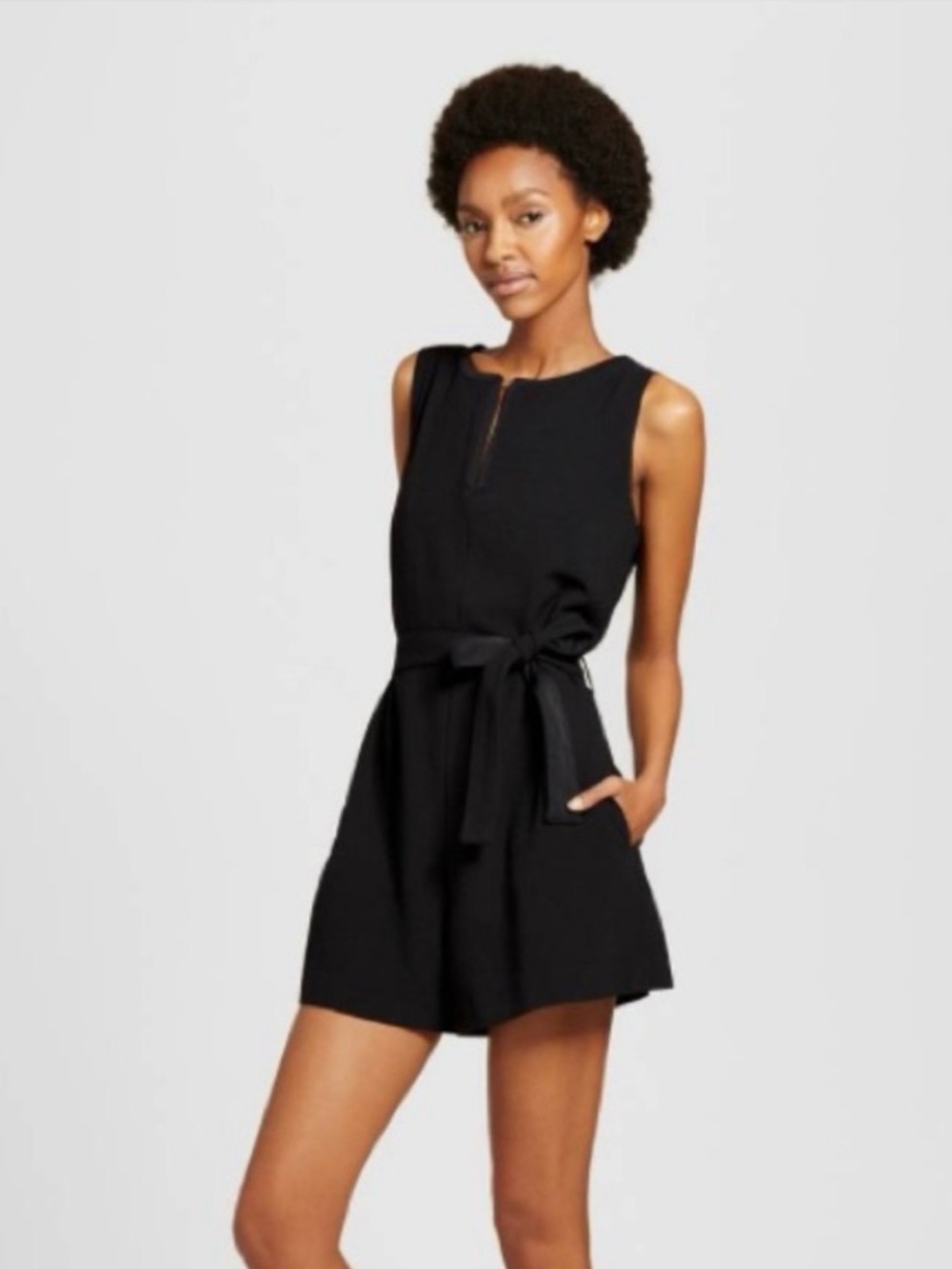 Victoria Beckham for Target Black Romper S Belted Keyhole Sleeveless One Piece - Picture 1 of 14